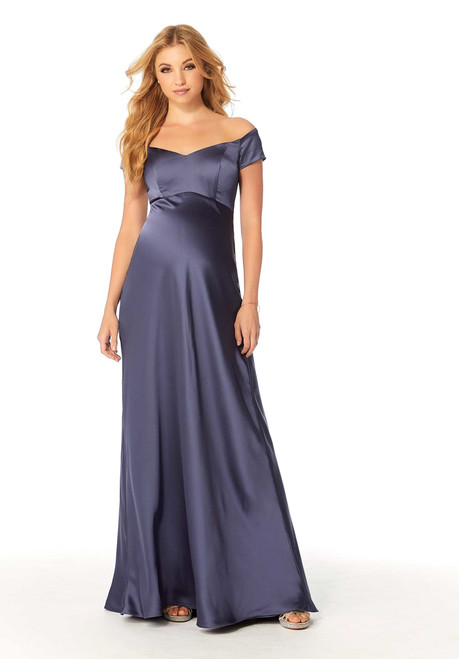 Morilee Bridesmaid 14112 Silky Satin Off Shoulder Long Dress
