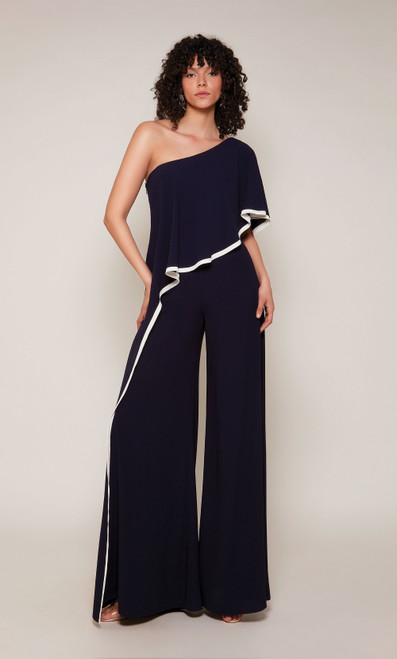 Alyce Paris 70049 Stretch Georgette One Shoulder Jumpsuit