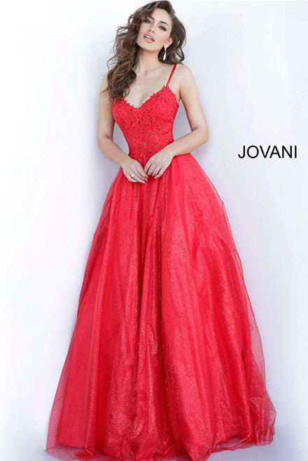 Jovani JVN67051 Embroidery Tulle V-Neck Sleeveless Dress