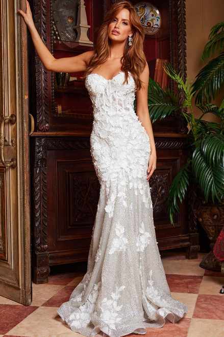 Jovani 07496 Embroidery Sweetheart Neck Strapless Dress