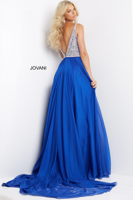 Jovani 07136 Chiffon V-Neck Straps Sleeve Sleeveless Dress