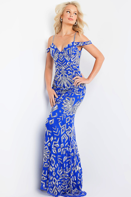 Jovani 09905 Sequin Off the Shoulder Sweetheart Neck Dress