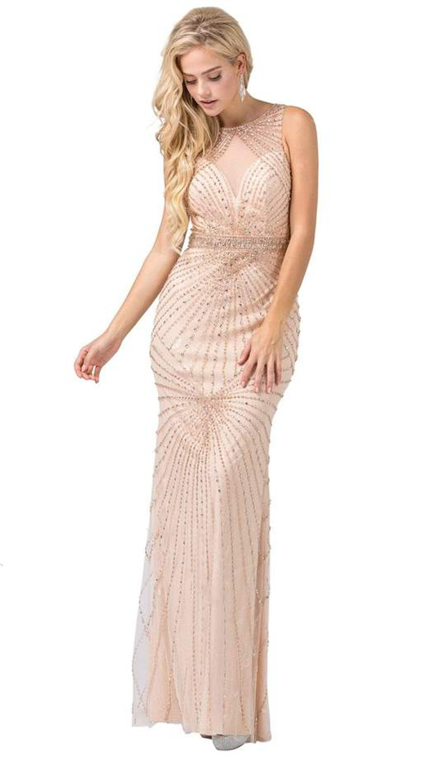 Dancing Queen 2615 Sleeveless Beaded Illusion Jewel Gown 1020