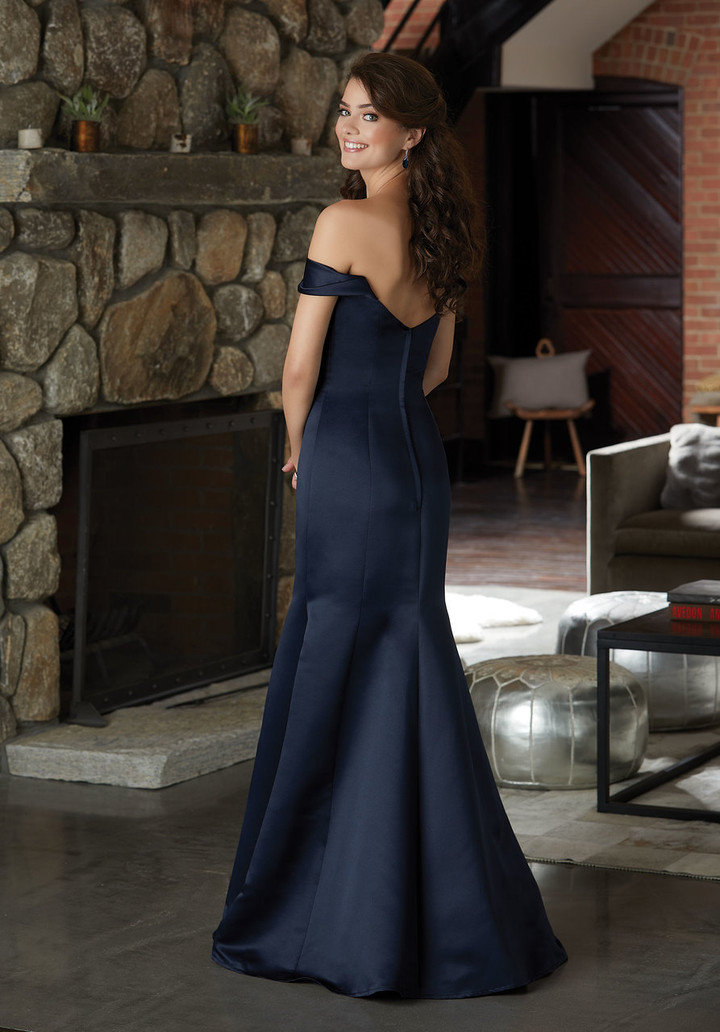 Morilee Bridesmaid 21583 Satin Off Shoulder V-neck Dress