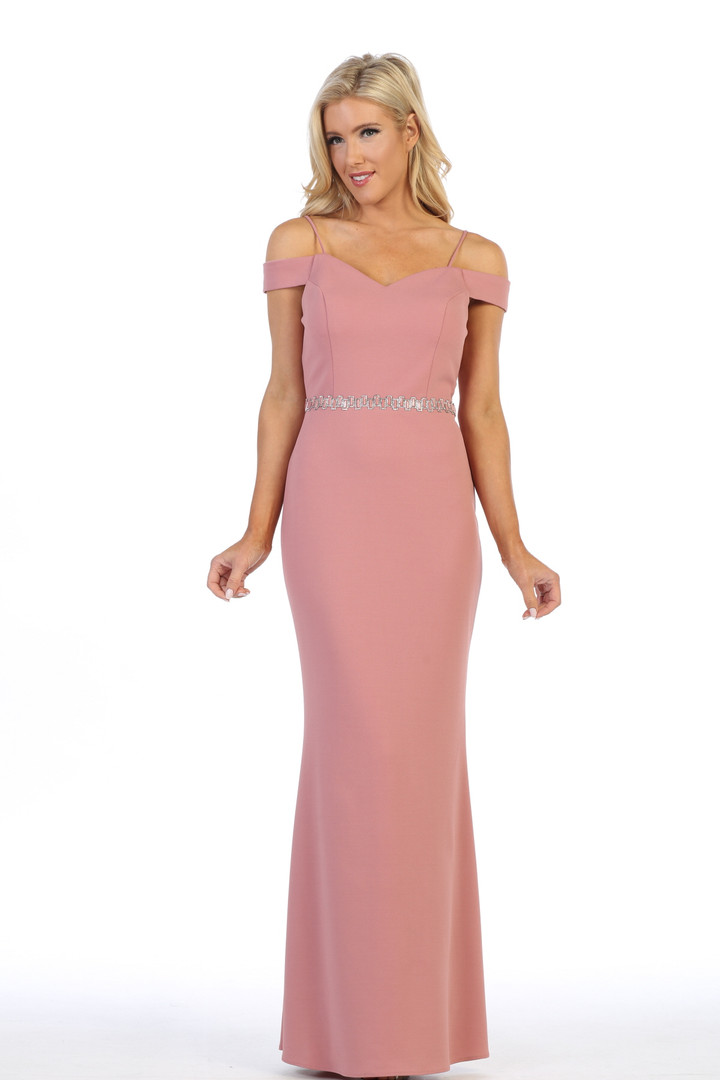 Celavie 6395-L Cold Shoulder Off Shoulder Strap Dress