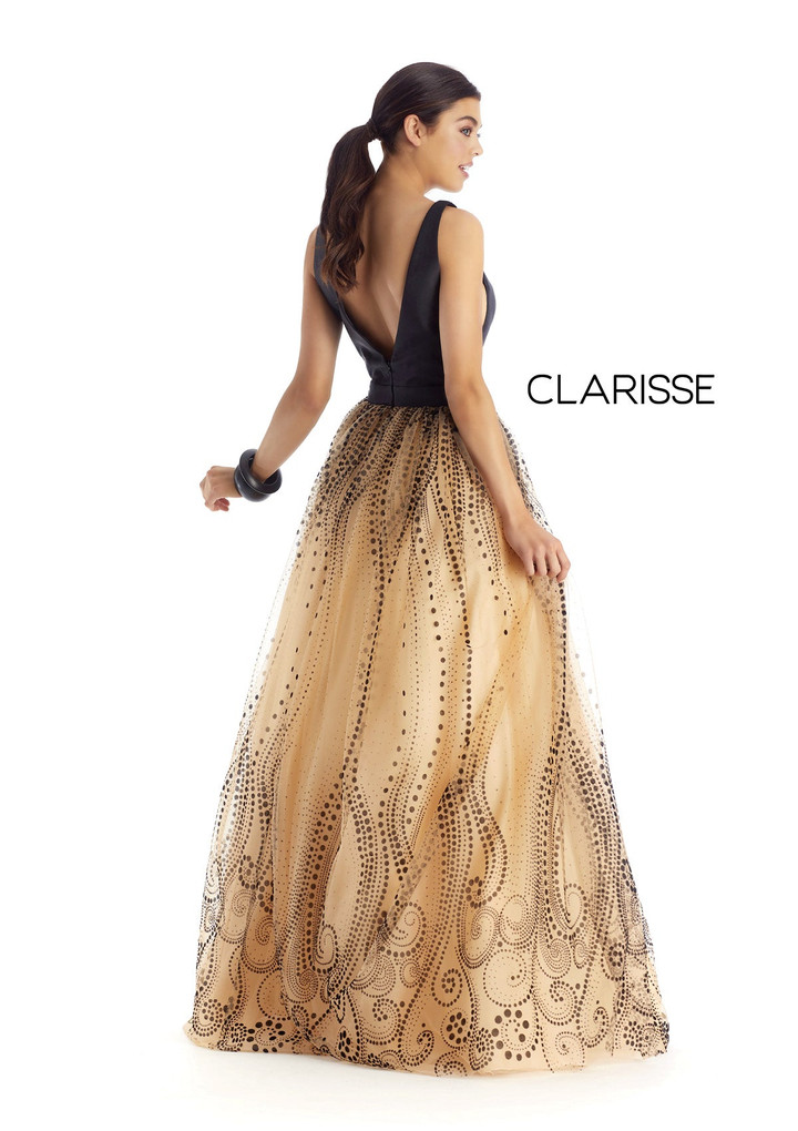 Clarisse 5104 Mikado Bodice Plunging V-neck Ball Gown