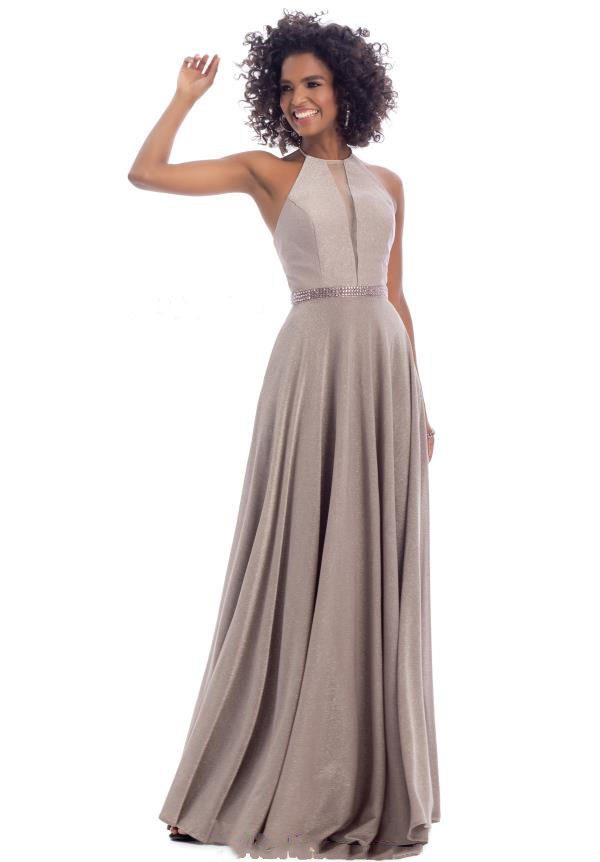 Clarisse 8051 Halter Neck Sleeveless Long Prom Dress
