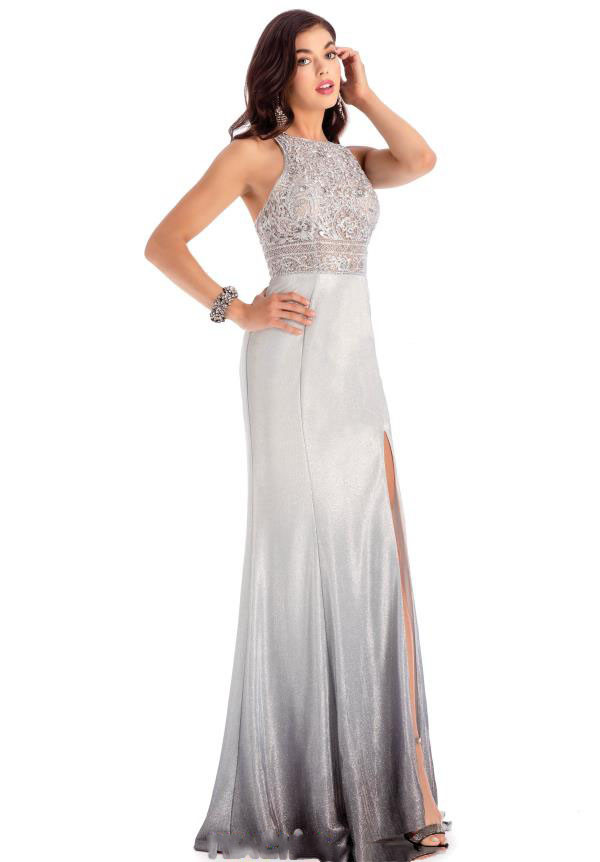 Clarisse 8100 High Scoop Neck Lace Bodice Sleeveless Dress