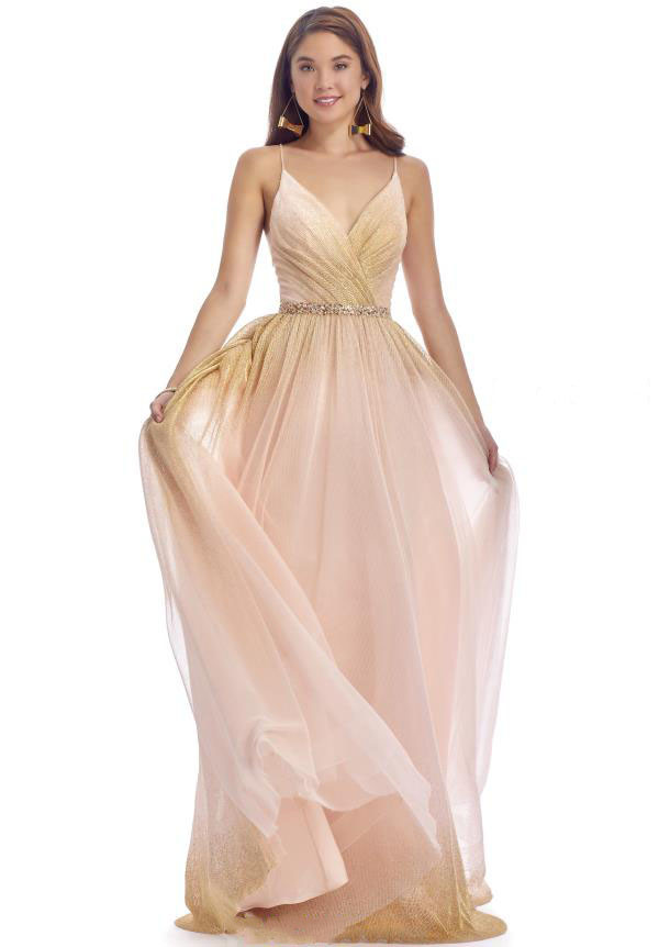 Clarisse 8121 Crossed-over V-neck Sleeveless Prom Dress