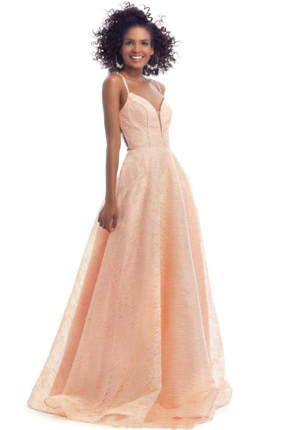 Clarisse 8122 Textured Novelty V-neck Bodice Long Ball Gown