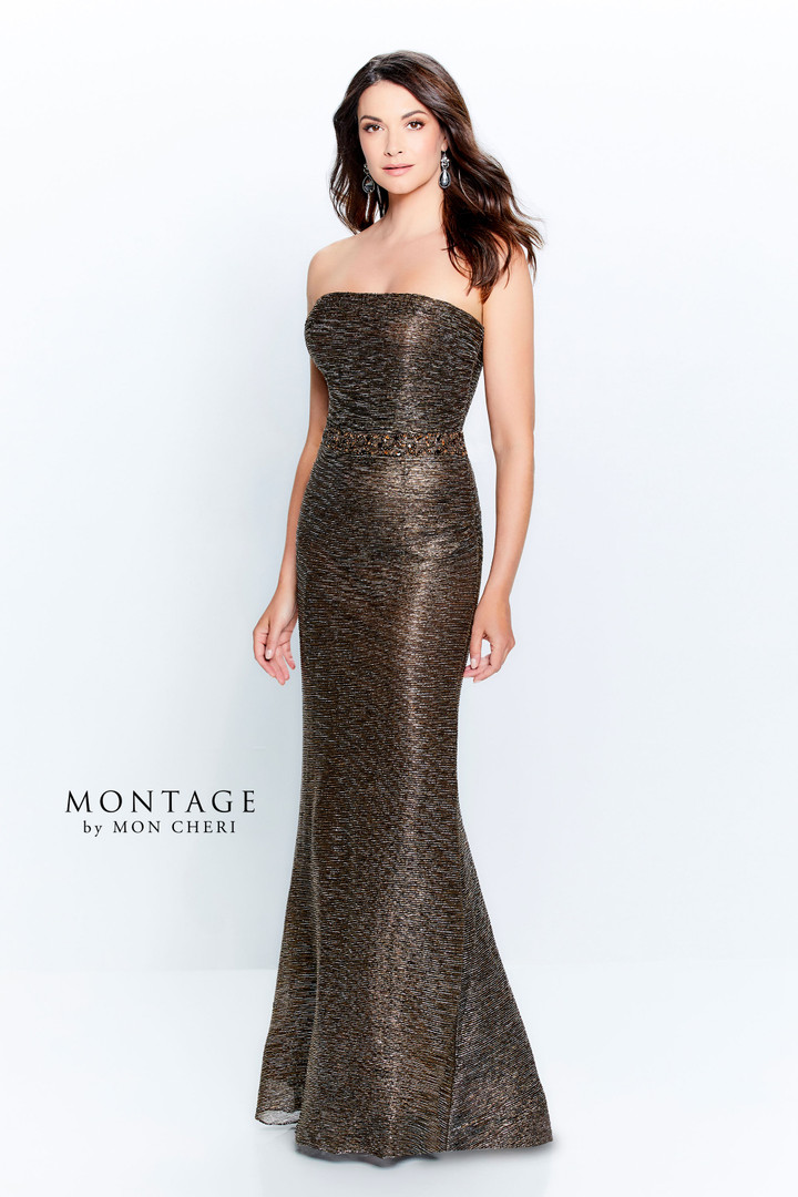 Montage by Mon Cheri 120902 Metallic Tulle Sleeveless Dress