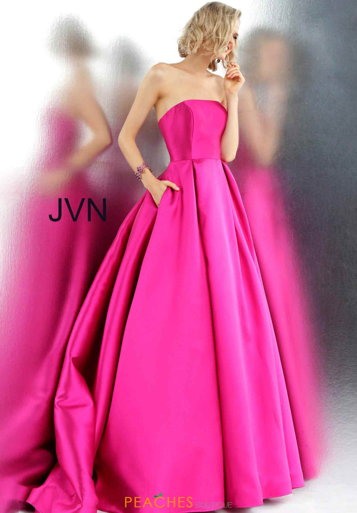 JVN by Jovani JVN62633 Chic Strapless Pleated Ballgown