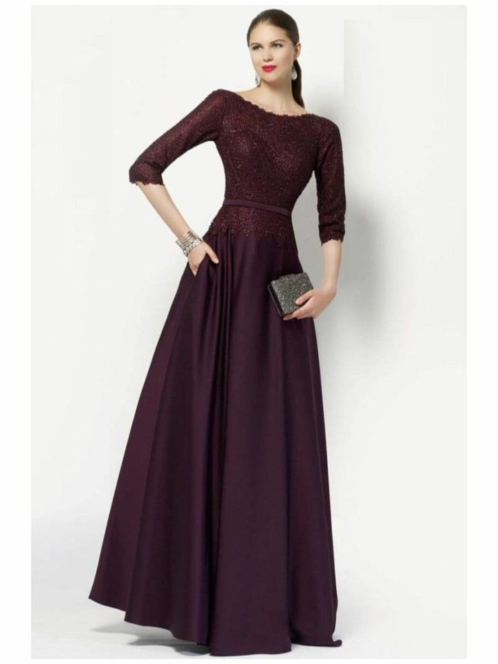 Alyce Paris 27099 Lace Stretch Crepe Bateau Neckline Dress