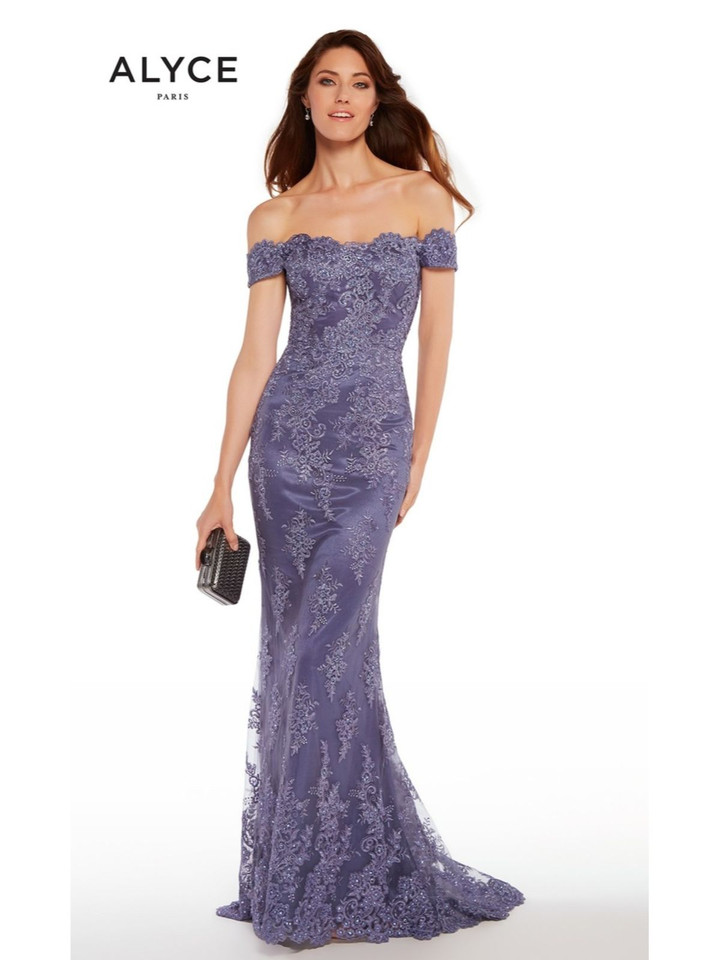Alyce Paris 27249 Lace Off Shoulder Lace Appliques Dress