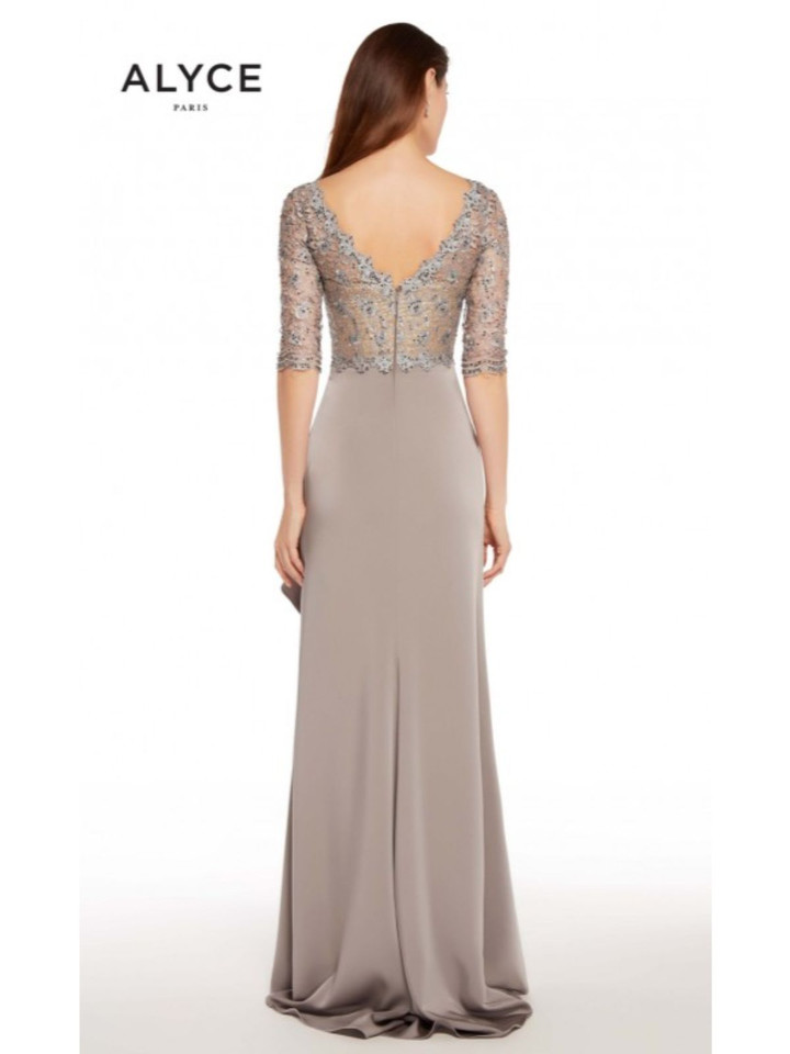 Alyce Paris 27260 Stretch Crepe Beaded Lace Bodice Dress