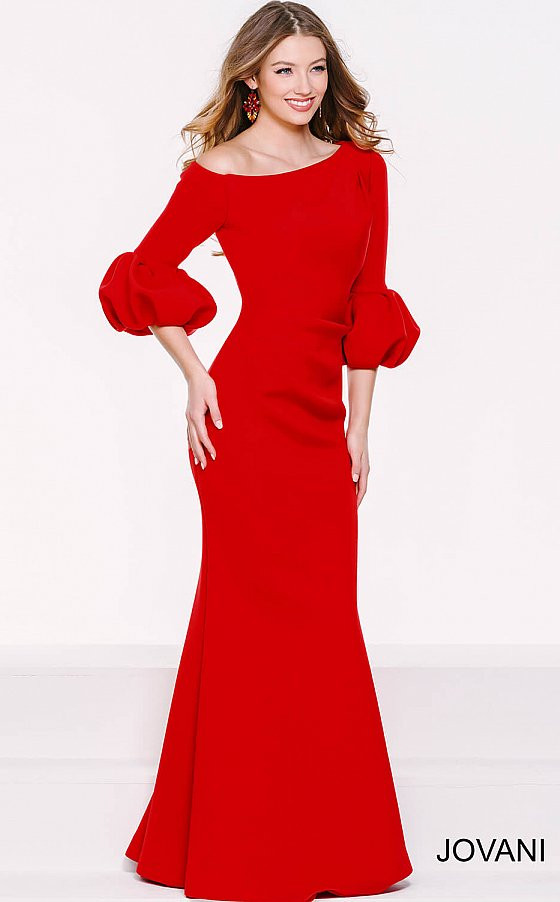 Jovani 39739 Off Shoulder Scuba Mother of the Bride Dress