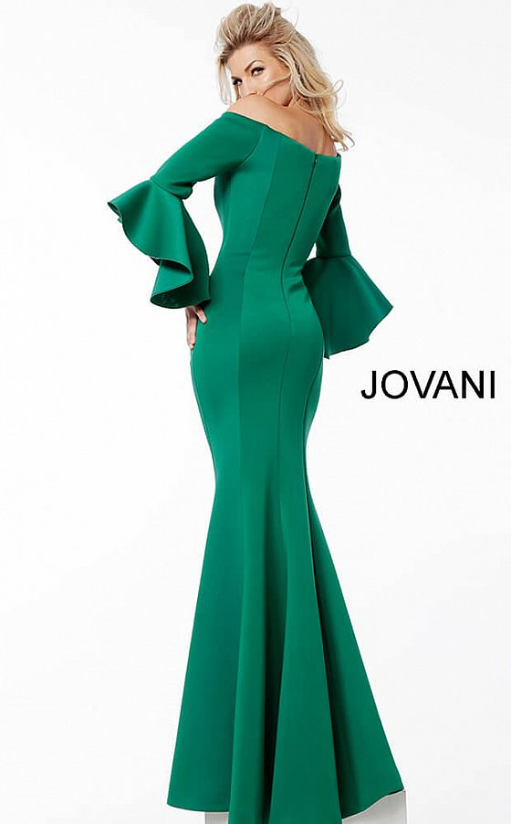 Jovani 59993 Off Shoulder Bell Sleeves Mother of Bride Dress
