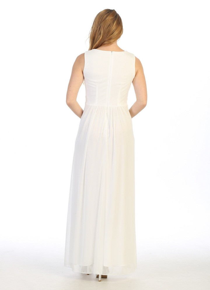 Celavie 6474 Chiffon V-neckline Sleeveless Ruched Dress