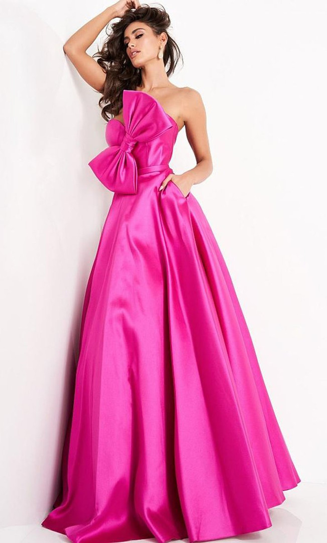Jovani Prom JVN02526 Strapless Sweetheart Bow Accent Ballgown