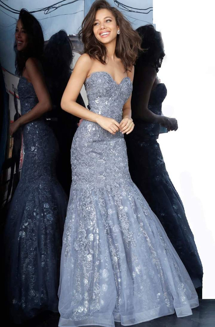 JVN by Jovani JVN04784 Strapless Sweetheart Lace Gown