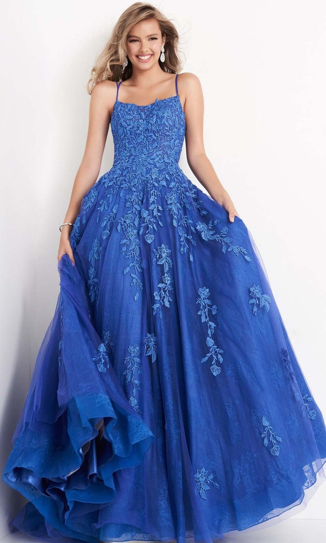 JVN by Jovani JVN06644 Long Embroidered Lace A-Line Gown