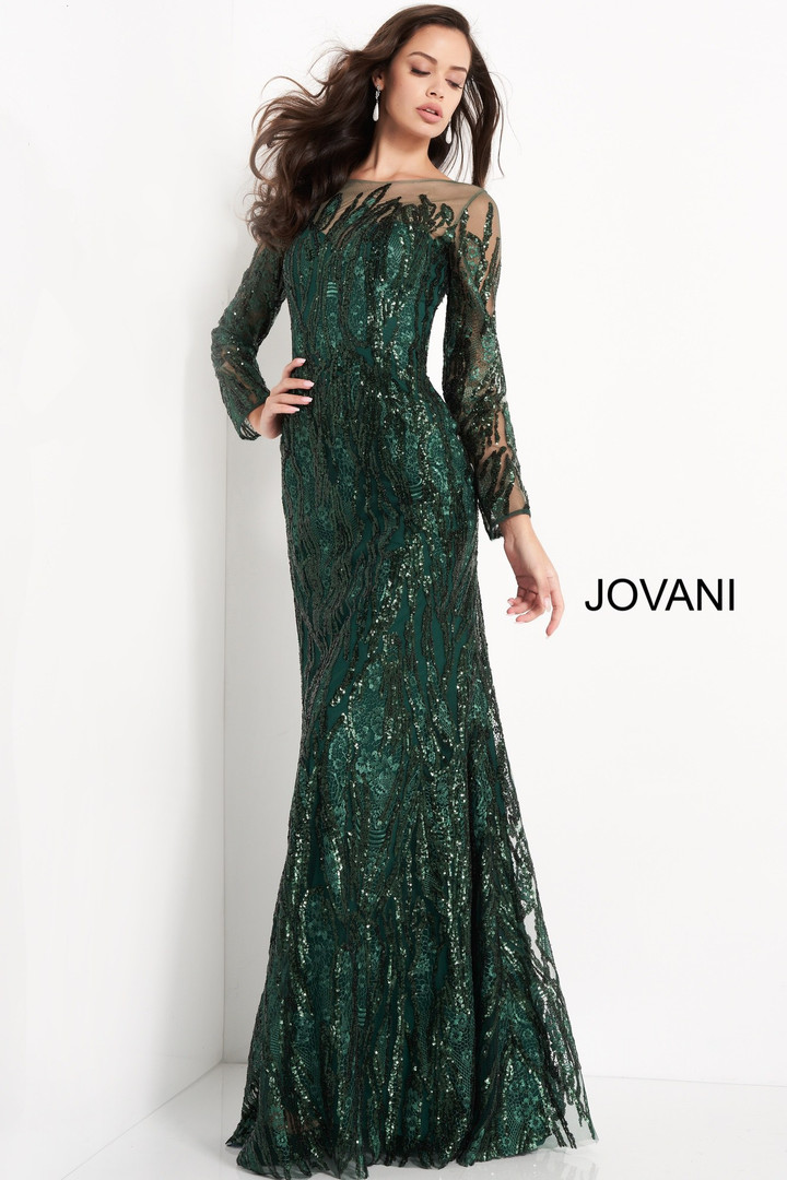 Jovani 03936 Sheer Neck Embellished Mother of the Bride Dress