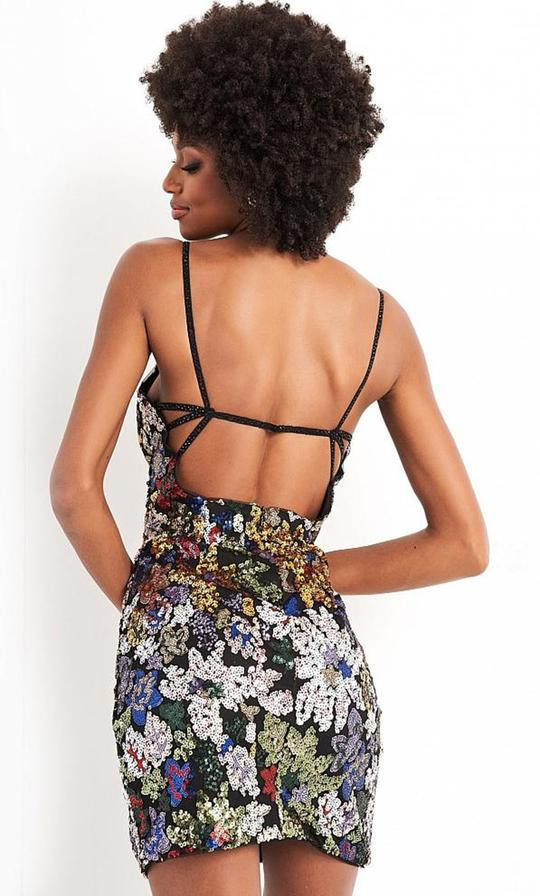 JVN by Jovani JVN04552 Sequined Open Back Sheath Dress