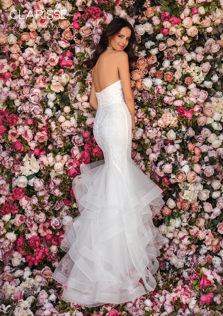 Clarisse 600215 Colse Neckline Fit-and-flare Dress