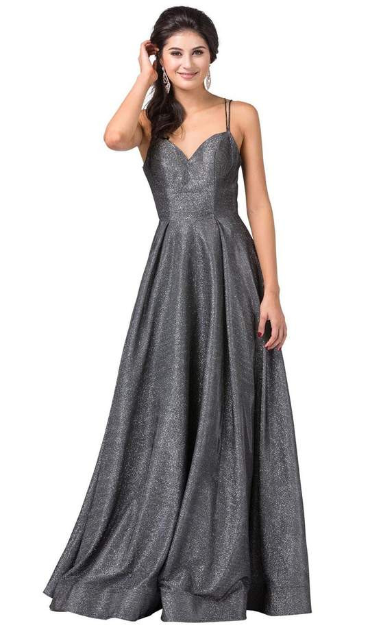 Dancing Queen 2611 Sweetheart Lace Up Back Metallic Gown