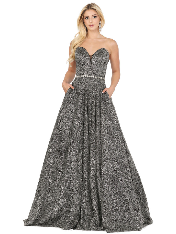 Dancing Queen 2804 Strapless Sweetheart Glitter A-line Gown