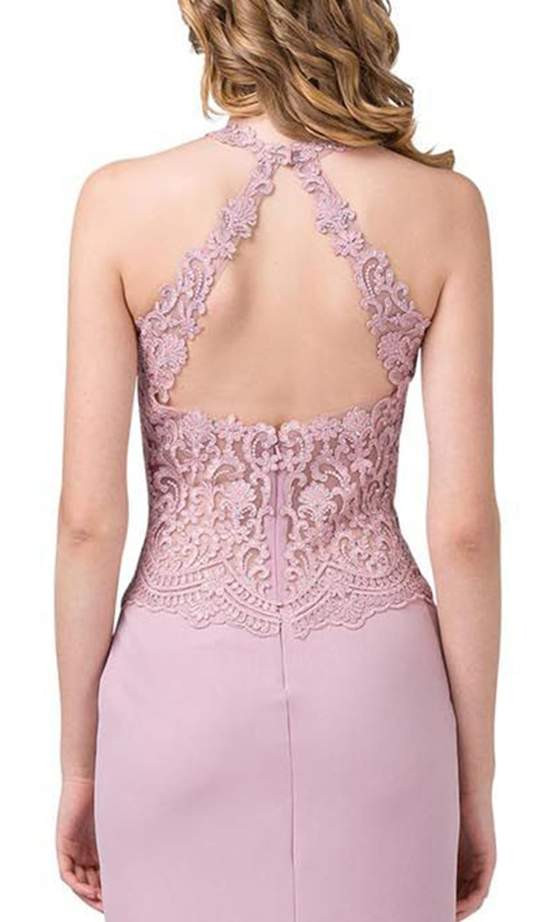 Dancing Queen 2787 Sleeveless Embroidered Halter Long Gown