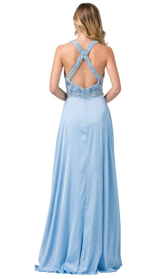 Dancing Queen 2527 Sleeveless Beaded Crisscrossed Back Gown