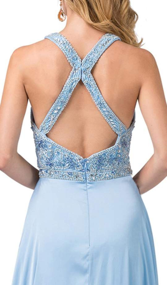 Dancing Queen 2527 Sleeveless Beaded Crisscrossed Back Gown
