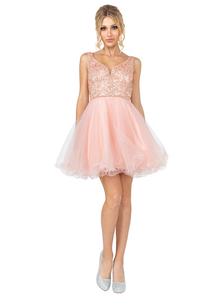 Dancing Queen 3243 Sweetheart Glitter Embellished Dress