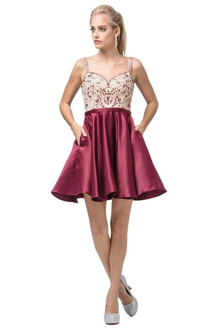 Dancing Queen 3125 Sleeveless Beaded Sweetheart Short Dress