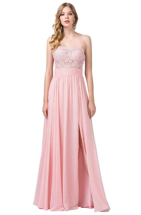 Dancing Queen 2789 Beaded Lace Embroidery Square Neck Gown