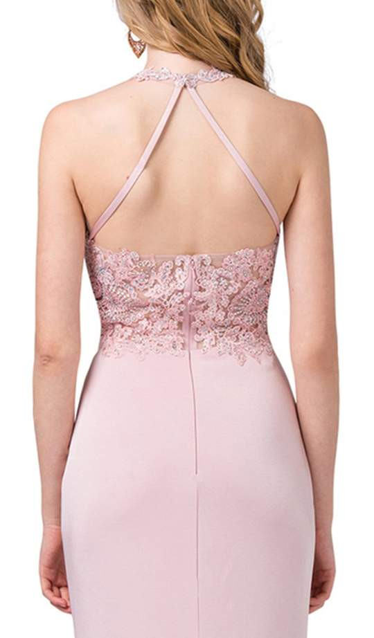 Dancing Queen 2499 Appliqued Illusion Back Paneled Gown