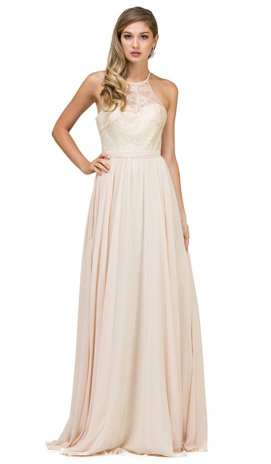 Dancing Queen 2009 Sleeveless Sheer Halter Pleated Dress