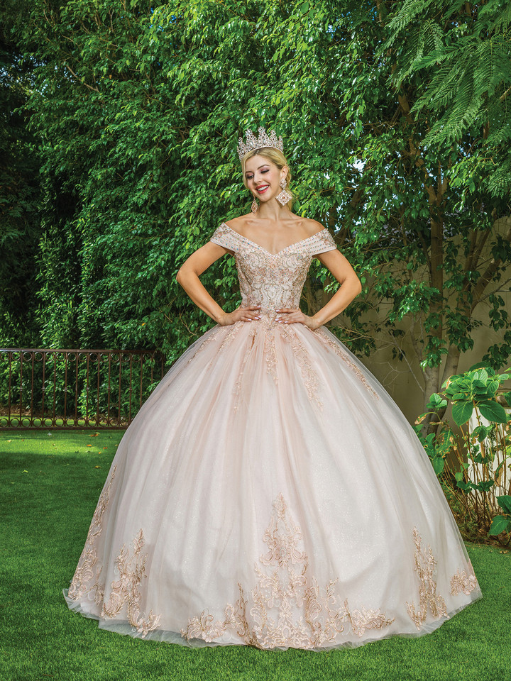 Dancing Queen 1567 Jeweled Off Shoulder Long Ballgown