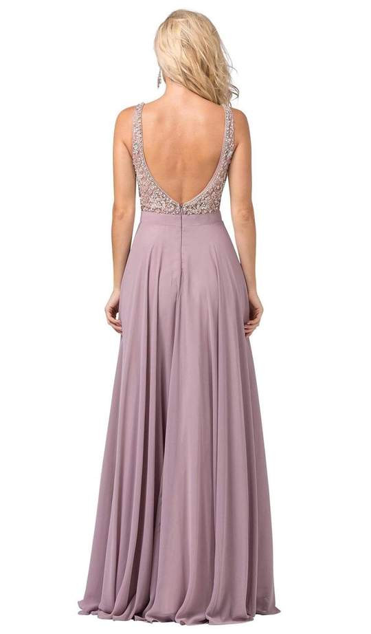 Dancing Queen 2669 Bejeweled Sleeveless V Neck Low Gown