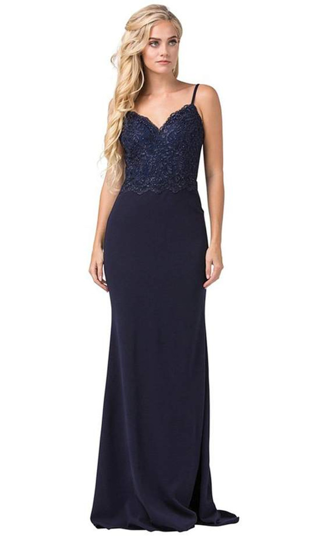 Dancing Queen 2620 Sleeveless Lace V-neck Trumpet Dress