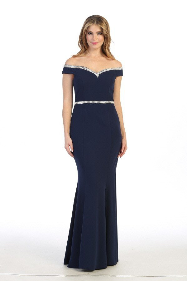 Celavie 6348 Beaded Off Shoulder Mermaid Long Dress