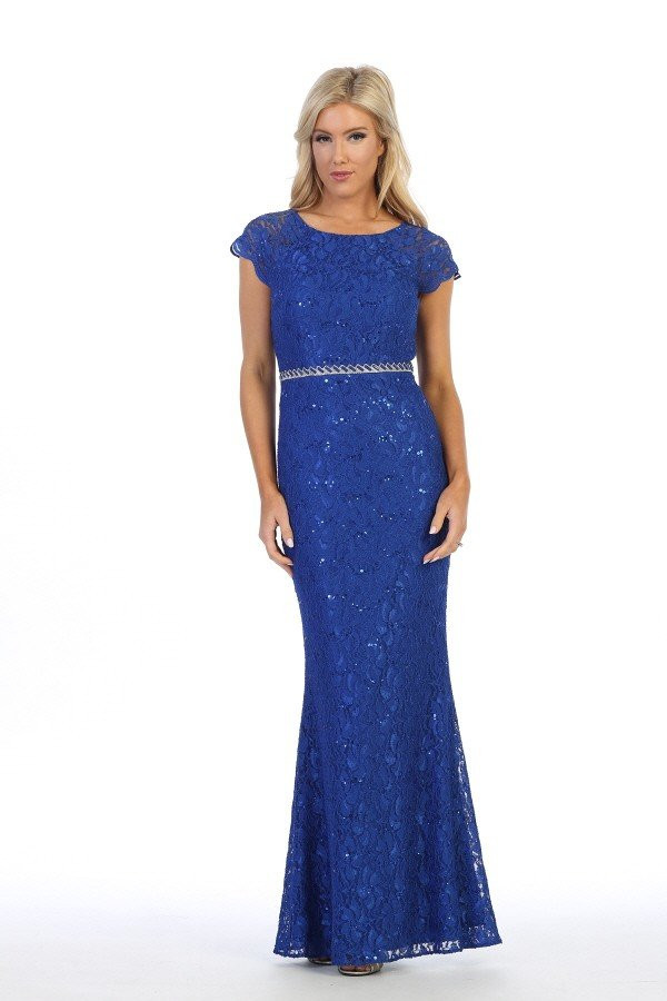 Celavie 6372-L Round Neck Mermaid Silhouette Long Dress