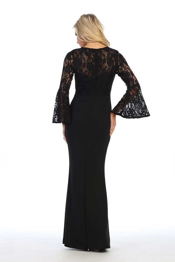 Celavie 6374 Long Bell Sleeves Bodice Long Mermaid Dress