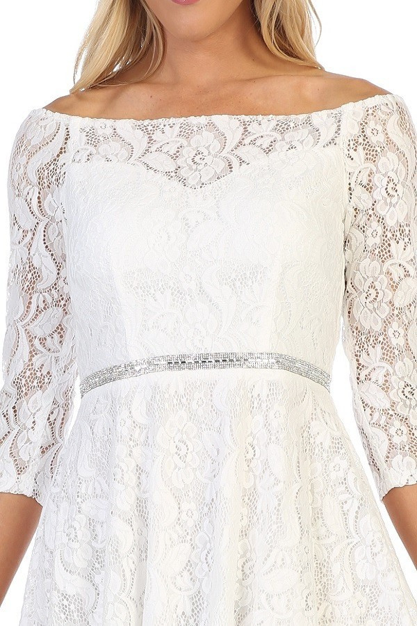 Celavie 6343-S Off Shoulder Long Sleeve Mid-length Dress