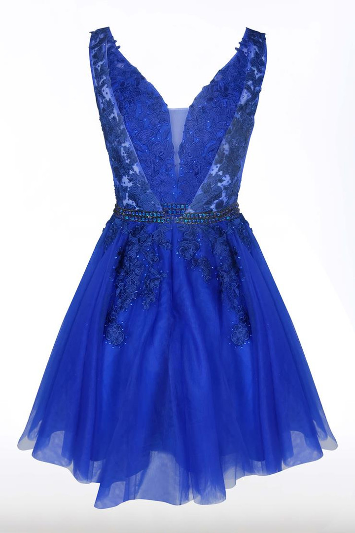 Dave and Johnny A8341 Sleeveless V Neck Short Dress