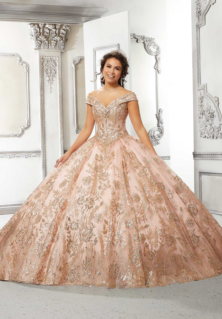 Morilee 89313 Floral Patterned Glitter Quinceanera  Dress