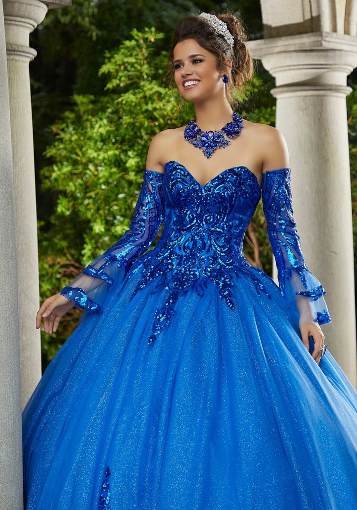Morilee 60110 Pattern Sequin Glitter Tulle Quinceanera Ballgown