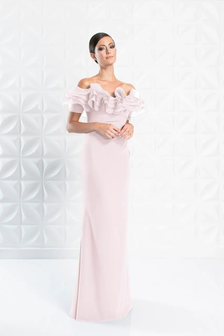 Alexander by Daymor 1257 Ruffled Off Shoulder Sheath Dress