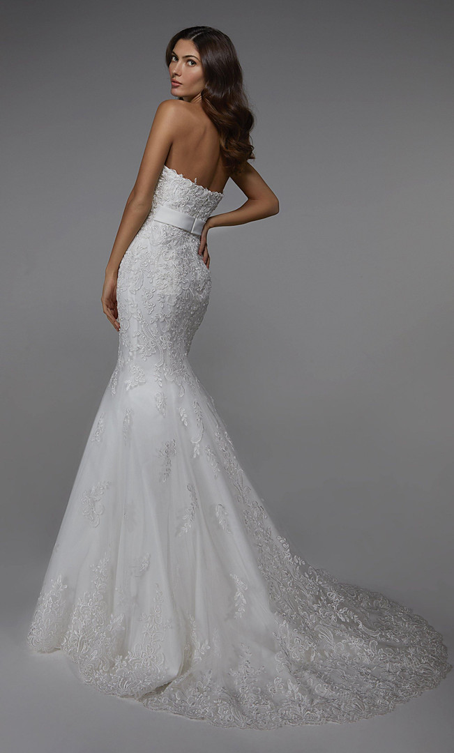 Alyce Paris 7032 Strapless Mermaid Lace Long Wedding Dress